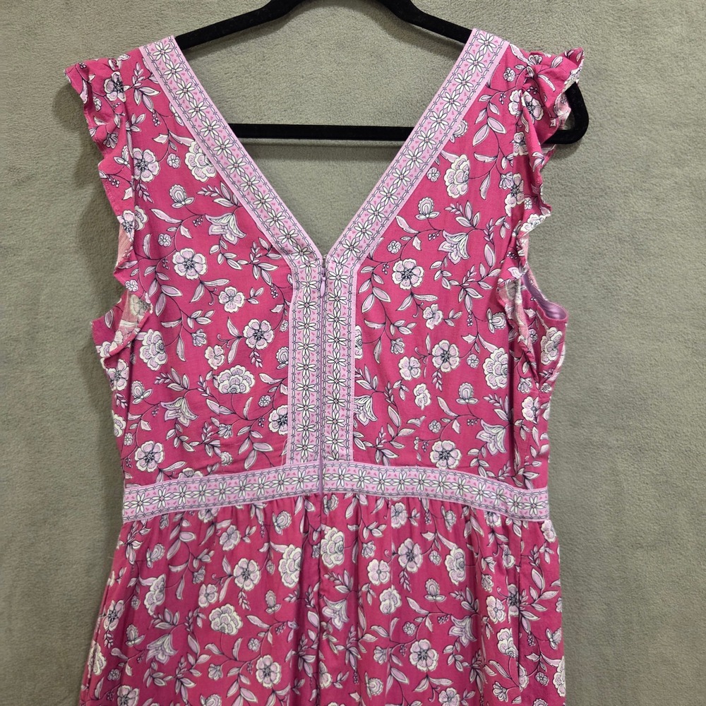 LOFT Floral Tiered Midi Dress Women's Size 10 Pockets Lined Cottage Boho Casual - Picture 5 of 12